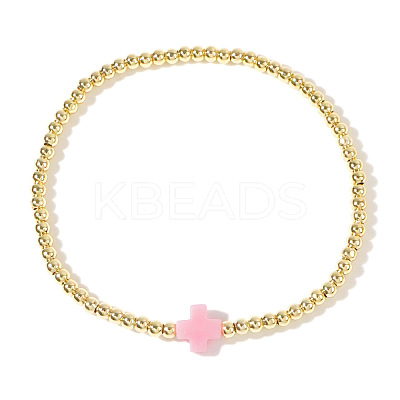 Brass Round Beads Stretch Bracelets VH4184-17-1