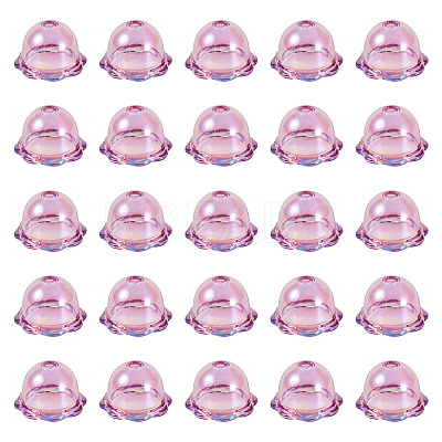 30Pcs UV Plating Acrylic Bead Caps PACR-TA0001-17B-1