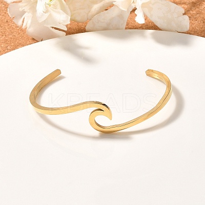 Ion Plating(IP) 304 Stainless Steel Cuff Bangles BJEW-G611-01G-1