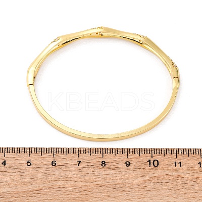 Brass Micro Pave Clear Cubic Zirconia Hinged Bangles for Women BJEW-U025-03G-1