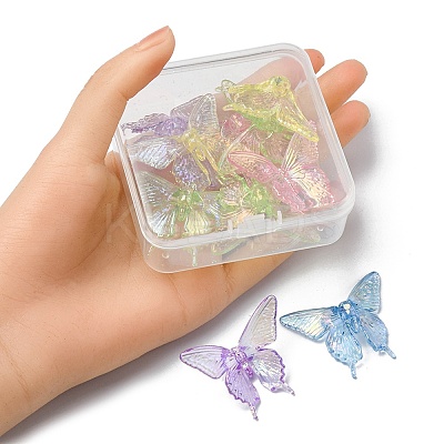 10Pcs UV Plating Rainbow Iridescent Transparent Acrylic Beads OACR-YW0001-43-1