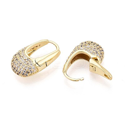 Brass Micro Pave Clear Cubic Zirconia Oval Hoop Earrings EJEW-K267-17G-1