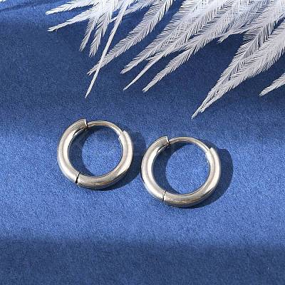 Tarnish Resistant 202 Stainless Steel Huggie Hoop Earrings EJEW-F111A-13mm-P-1