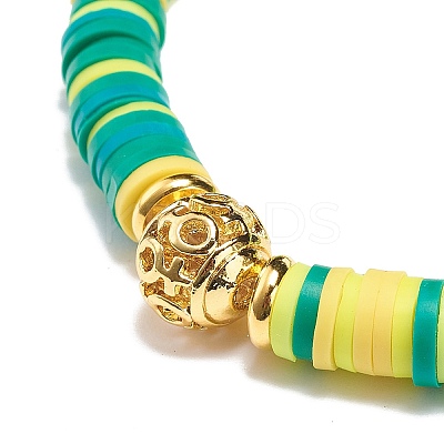 7Pcs 7 Color Handmade Polymer Clay Disc Surfer Stretch Bracelets Set BJEW-JB08798-1