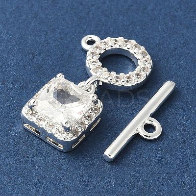 Brass Pave Clear Cubic Zirconia Toggle Clasps KK-A253-08S-1