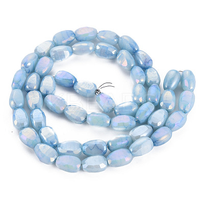 Opaque Baking Paint Crackle Glass Beads Strands EGLA-S174-21D-1