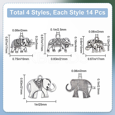 56Pcs 4 Styles Alloy Pendants FIND-SC0007-96-1