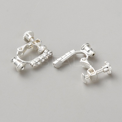 Brass Micro Pave Cubic Zirconia Clip-on Earring Findings KK-WH20017-001P-1
