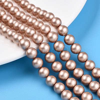 Baking Paint Pearlized Glass Pearl Bead Strands HY-N002-8mm-C02-1
