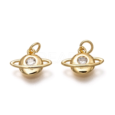 Brass Micro Pave Clear Cubic Zirconia Charms ZIRC-B002-27G-1