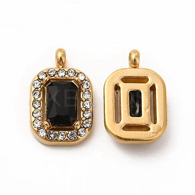 PVD Vacuum Plating 304 Stainless Steel Cubic Zirconia Pendants STAS-A076-03G-1