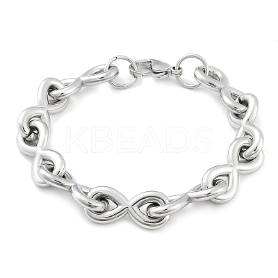 304 Stainless Steel Infinity Link Chain Bracelets for Women Men BJEW-F488-53B-P-1