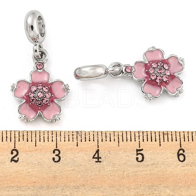 Rack Plating Alloy Enamel Peach Blossom Flower European Dangle Charms FIND-B034-13P-1