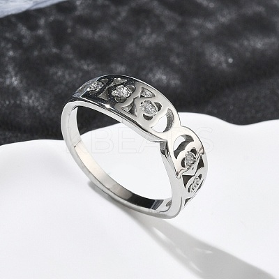 304 Stainless Steel Cubic Zirconia Finger Rings for Women RJEW-F189-03P-1