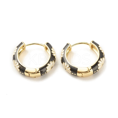 Daisy Flower Enamel Hoop Earrings EJEW-G290-01G-E-1