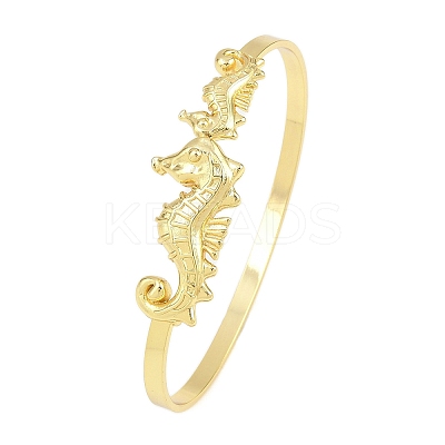 Marine Organism Brass Cuff Bangles for Women BJEW-D368-03N-G-1