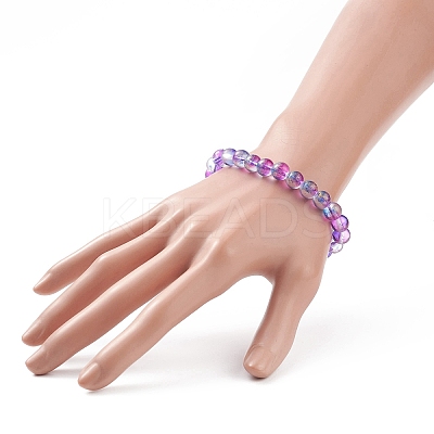 7Pcs 7 Color Bling Glass Round Beaded Stretch Bracelets Set for Women BJEW-JB08993-1