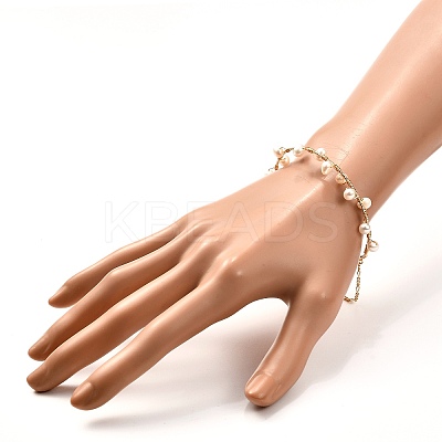 Natural Pearl Braided Bangle for Girl Women BJEW-JB06830-02-1