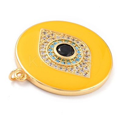 Real 18K Gold Plated Brass Micro Pave Cubic Zirconia Pendants ZIRC-L100-084G-03-1