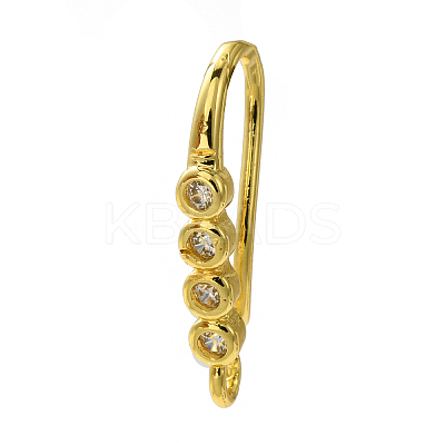 Rack Plating Brass Pave Cubic Zirconia Earring Hooks KK-O143-16G-1