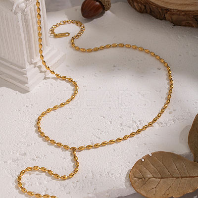 304 Stainless Steel Oval Ball Chain Y Necklaces for Women LS-NJEW-Z104-02G-1