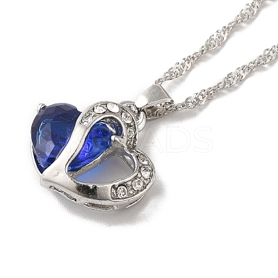 Resin Heart Pendant Necklace with Singapore Chains NJEW-C003-01A-1