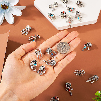 20Pcs 10 Styles Tibetan Style Alloy European Dangle Charms FIND-KS0001-30-1