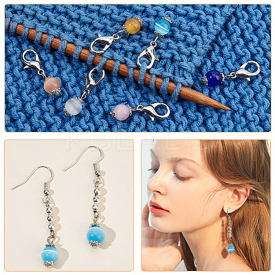 24Pcs 12 Colors Cat Eye Bead Pendant Stitch Marker HJEW-NB00010-1