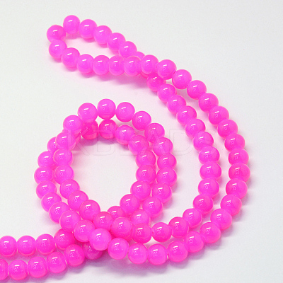 Baking Paint Imitation Jade Glass Round Bead Strands DGLA-Q021-4mm-28-1