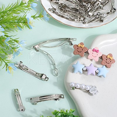 80Pcs 4 Styles Iron Hair Barrette Findings IFIN-SC0001-64-1