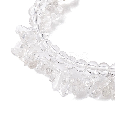 Chip & Round Natural Quartz Crystal Beaded Stretch Bracelets BJEW-JB10189-01-1