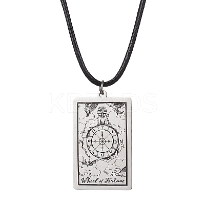 Tarot Card 201 Stainless Steel Pendant Necklaces NJEW-JN04496-05-1