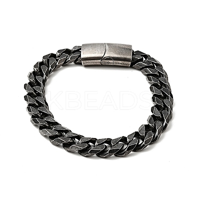 304 Stainless Steel Curb Chain Bracelet with Magnetic Clasp for Men Women BJEW-E009-13AS-1