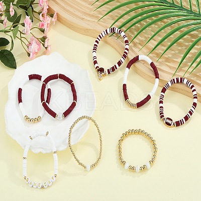 1 Set Handmade Polymer Clay Heishi Beads Stretch Bracelets Set BJEW-SZ0002-67B-02-1