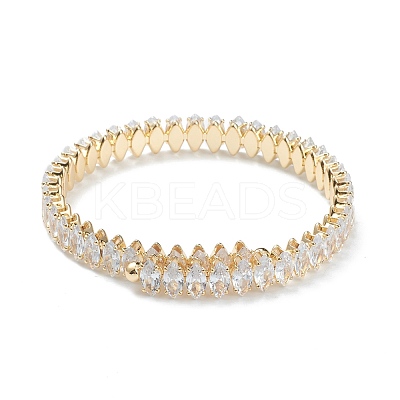 Brass Micro Pave Clear Cubic Zirconia Bangles BJEW-A116-04G-B-1