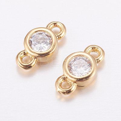 Brass Micro Pave Cubic Zirconia Links KK-F714-09G-1