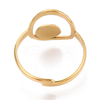 Oval 304 Stainless Steel Cuff Ring Components STAS-T066-30G-1