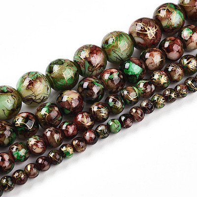 Baking Paint Glass Beads Strands DGLA-N003-8mm-B07-1
