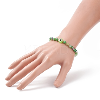 Glass & Resin Evil Eye Beaded Stretch Bracelet for Women BJEW-JB08599-1