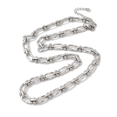 Non-Tarnish 304 Stainless Steel Oval Links Necklace for Women NJEW-B107-07P-01-1