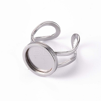 Non-Tarnish 201 Stainless Steel Cuff Pad Ring Settings X-STAS-S080-040B-P-1