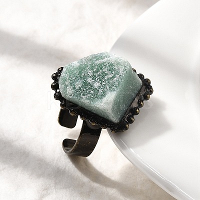 Natural Green Aventurine Irregular Nugget Open Cuff Rings G-A278-03AB-06-1