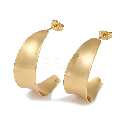 PVD Vacuum Plating 201 Stainless Steel C-Shaped Stud Earrings LS-EJEW-I309-25G-1