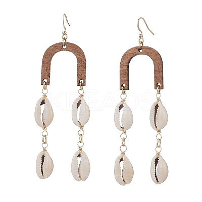 Natural Cowrie Shell Dangle Earrings EJEW-JE06344-1