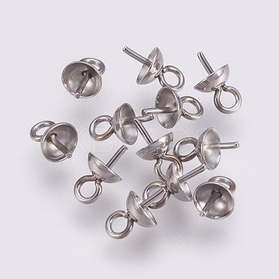 Tarnish Resistant 201 Stainless Steel Cup Peg Bails Pendants STAS-I088-M-03P-1