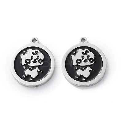 304 Stainless Steel Black Enamel Charms STAS-M102-17P-04-1