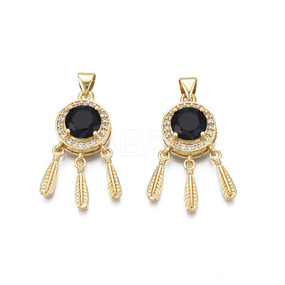 Brass Micro Pave Clear Cubic Zirconia Pendants ZIRC-N039-212-1