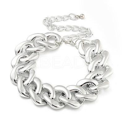 Chunky CCB Plastic Curb/Cable Chain Necklaces for Women NJEW-K261-01B-P-1-1