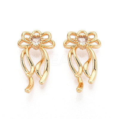 Brass Pave Clear Cubic Zirconia Pendants KK-T074-100B-G-1