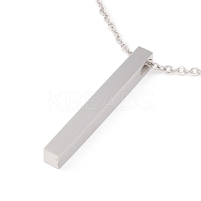 304 Stainless Steel Rectangle Pendant Necklace for Men Women Ion Plating(IP) NJEW-P262-16-1